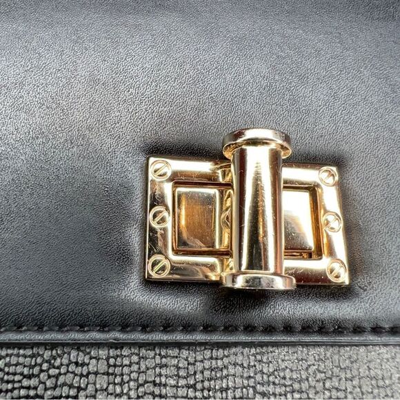 SOLE SOCIETY Envelope Clutch with Gold Hardware in Black and Gray - Picture 13 of 14